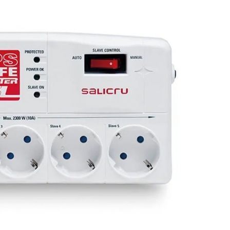 Salicru SPS SAFE Master Regleta Protectora con 5 Tomas y 2 USB, Blanco
